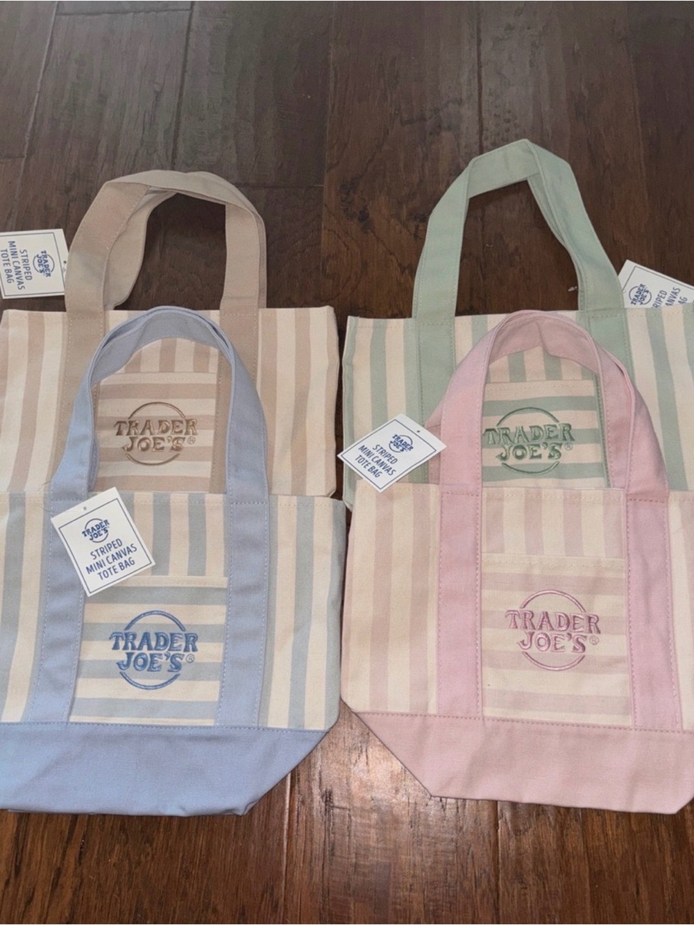 Pastel Stripe Canvas Tote Bag - Bundle of 4